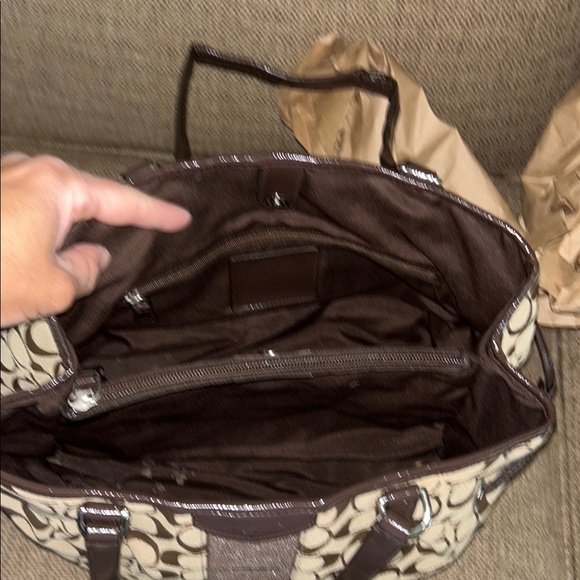 Coach Brown and Tan Signature Tote - Picture 7 of 10